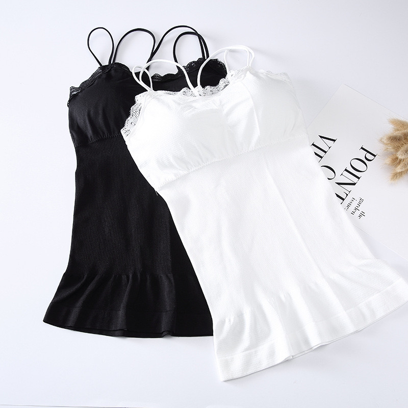 夏季长款蕾丝边美背女士背心打底吊带黑色白色