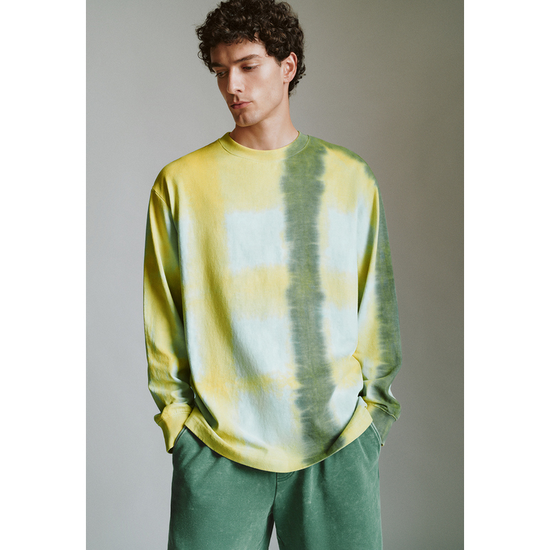 UR男装休闲风撞色圆领长袖棉质T恤UML440125