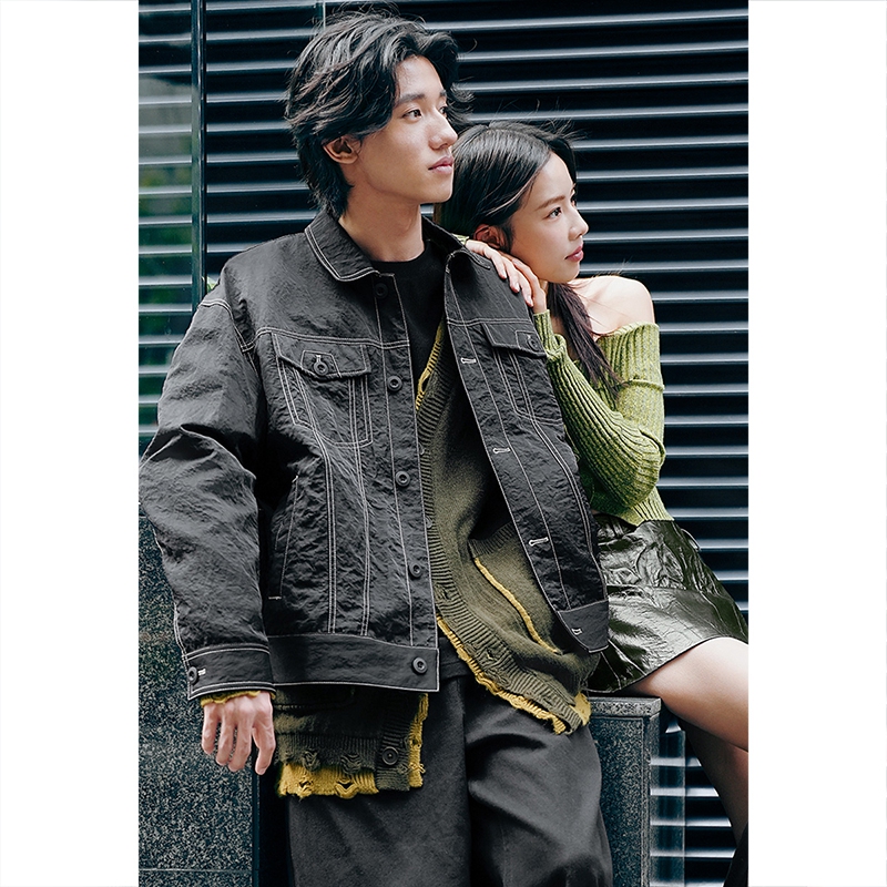 UR2024春季新款男装时髦宽松撞色明线多口袋翻领夹克UMV140012