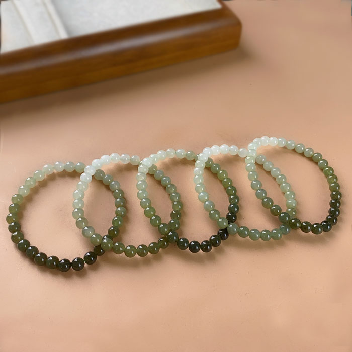 2888/（ZY888-535）和田玉精美圆珠5 手串 /多样性发/一件（有矿点）