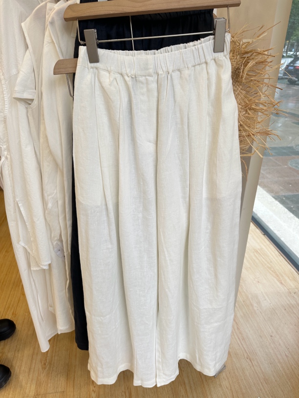 【花里】‘行走呼吸感’松弛感老钱亚麻阔腿裤