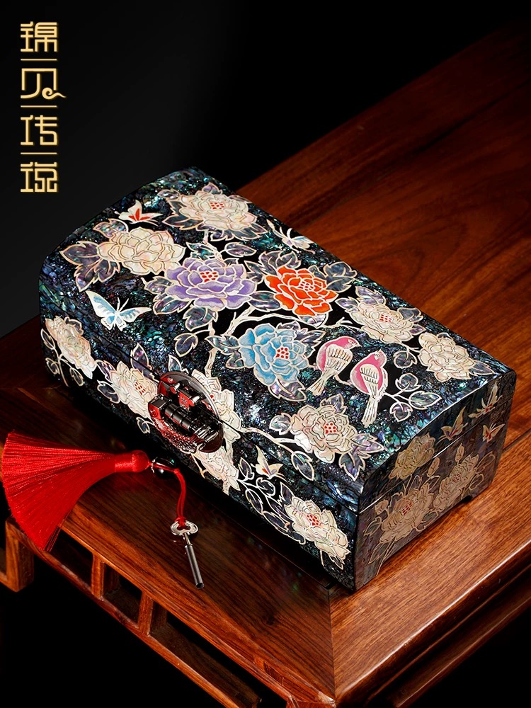 【锦贝传说】螺钿漆器首饰盒香凝鹊语礼品结婚订婚木质中国风手工