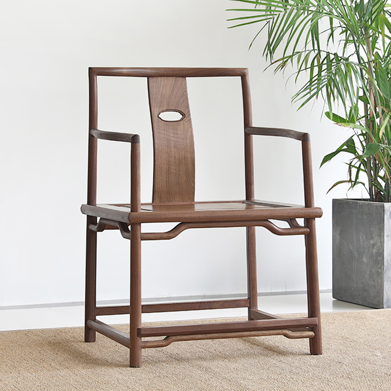 新中式实木官帽椅老榆木太师椅禅意餐椅茶桌椅休闲椅家用茶室座椅