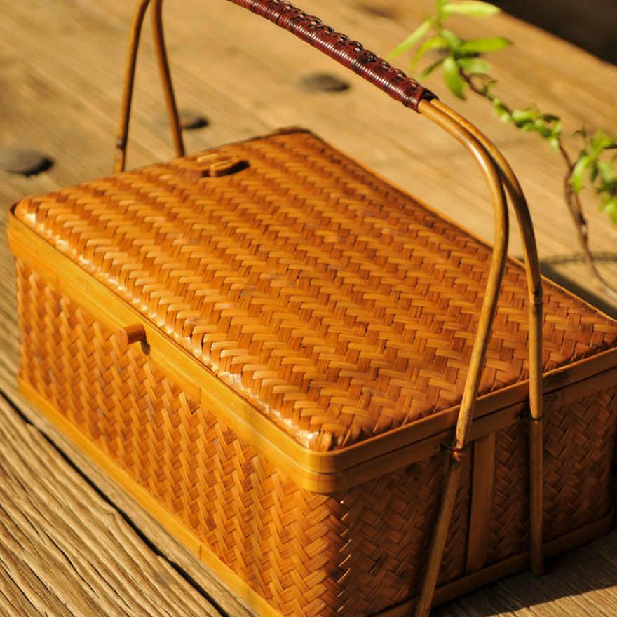 【细物慢造】大漆竹编大号长方形提篮高盲盒组合装  zh888-3