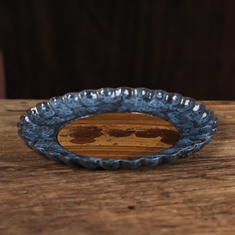 【细物慢造】云妃铜绿色锤纹 葵花铜壶承（XJGT15-1）