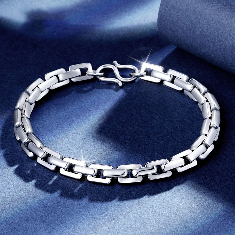 pt950铂金手链男时尚潮男白金手环百搭密卡手饰男士手链深圳水贝