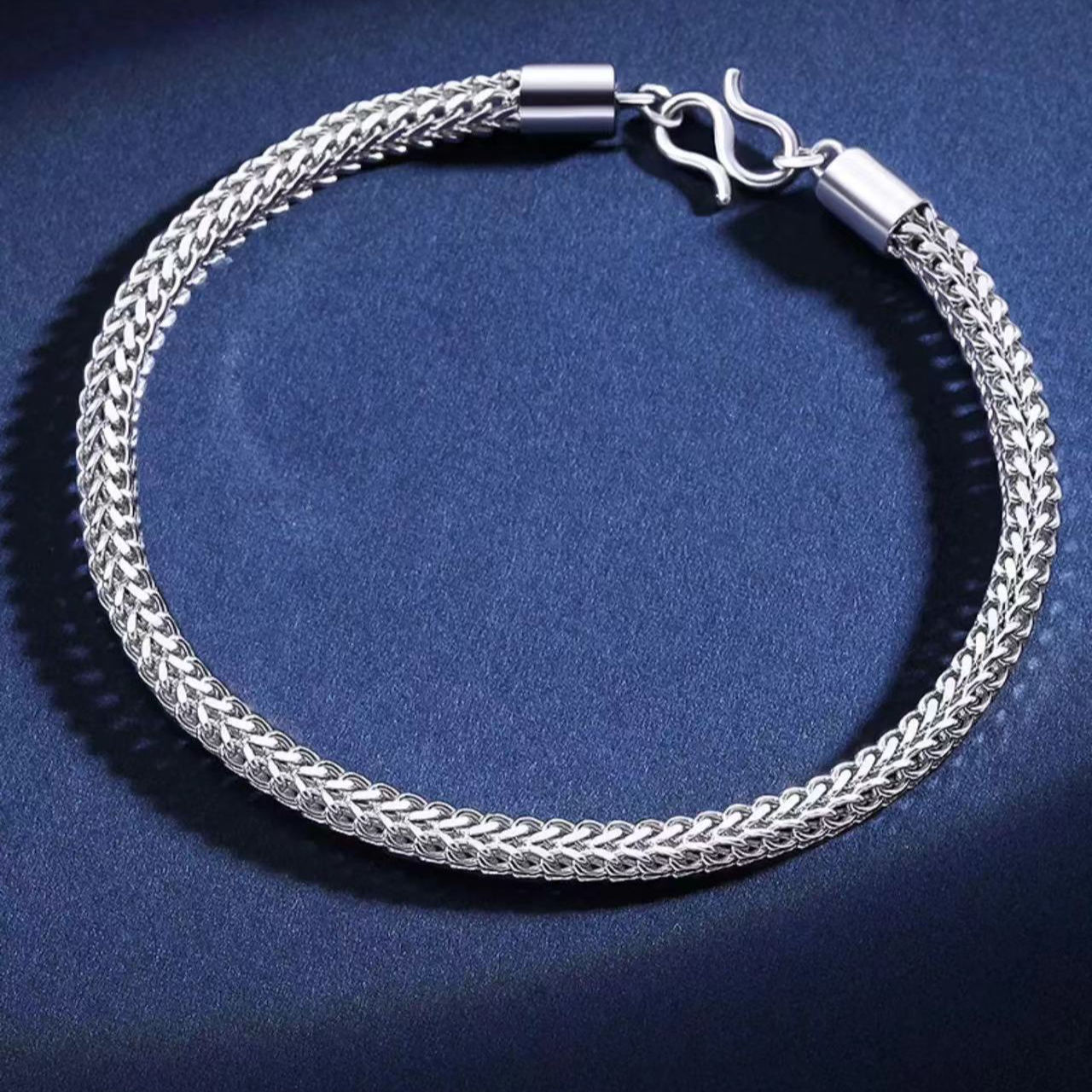 pt950铂金手链时尚龙骨白金手链气质百搭男士手环编织小众手饰品