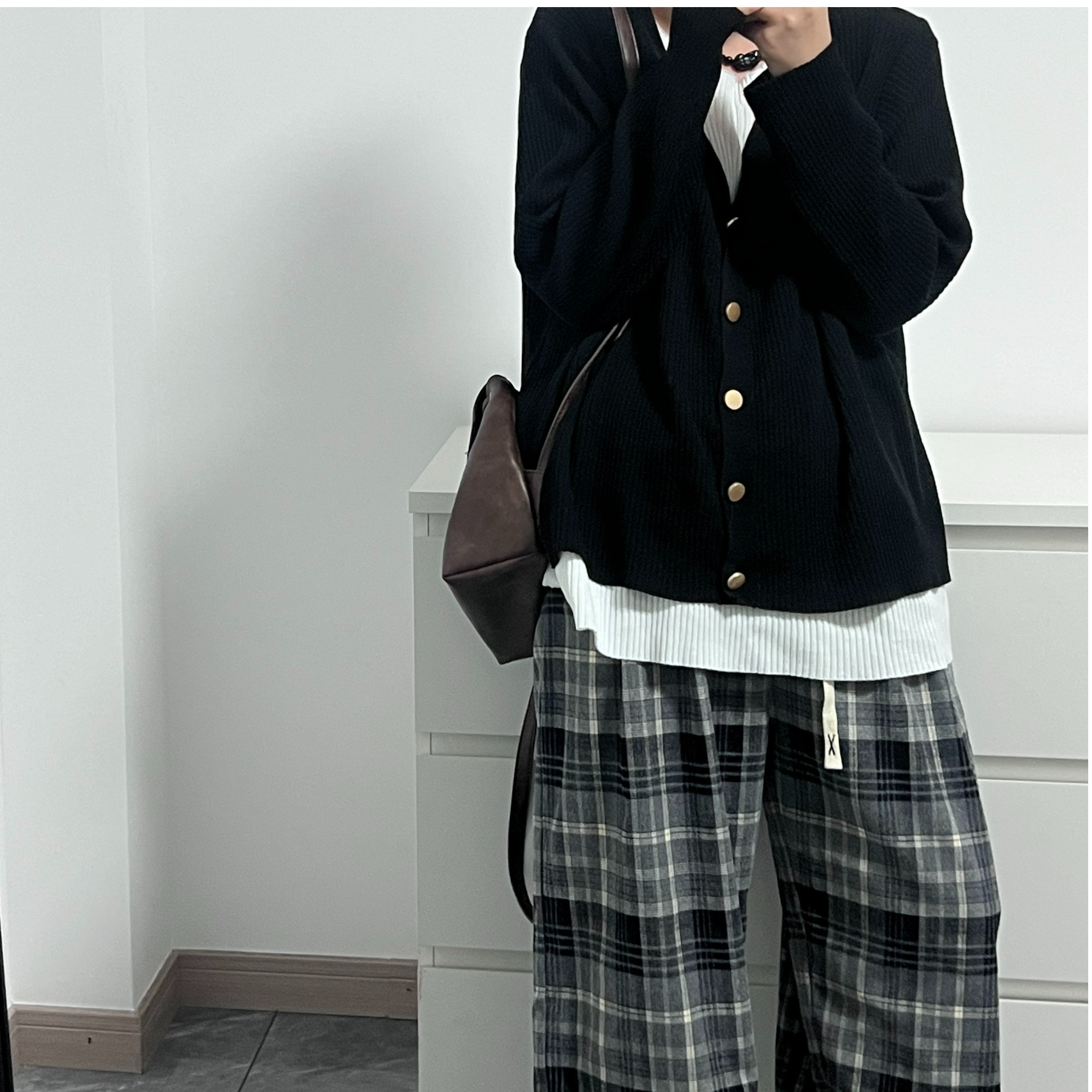 【PAOMIAN】主播私服韩系新款慵懒复古春季撞色假两件针织上衣