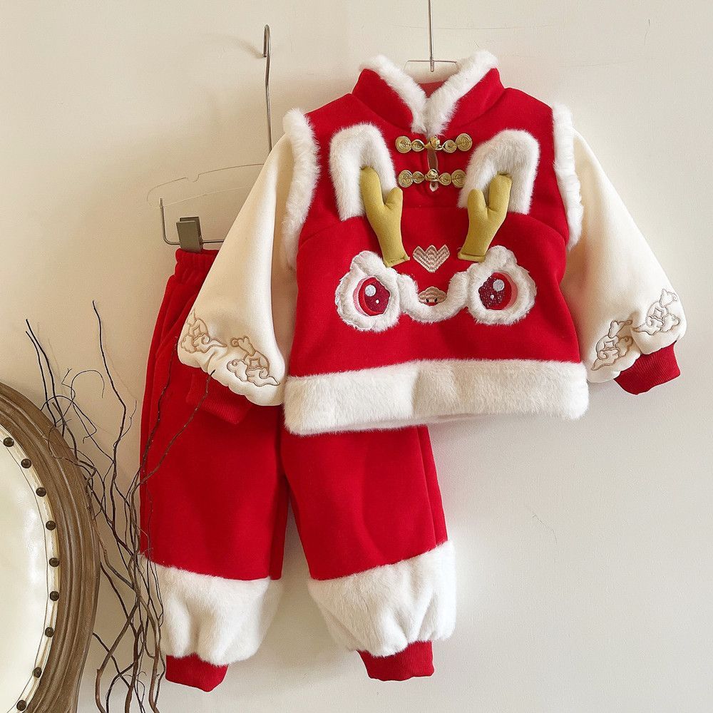 儿童婴儿套装新款龙年秋冬唐装小童喜庆新年装汉服拜年服两件套