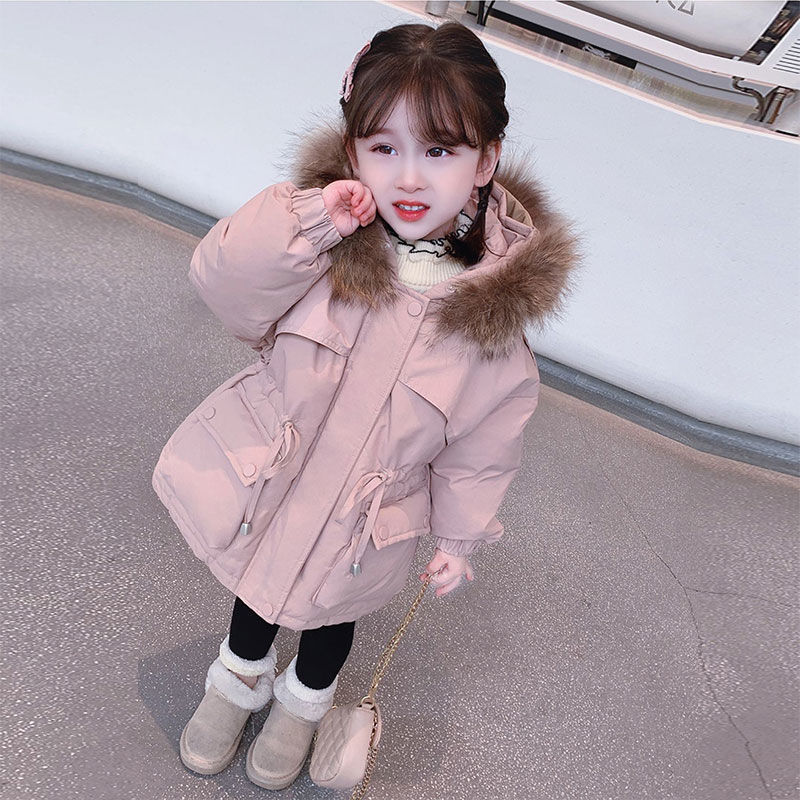 保暖派克服秋冬2024新款儿童洋气女宝宝棉服加绒冬季冬装外套潮