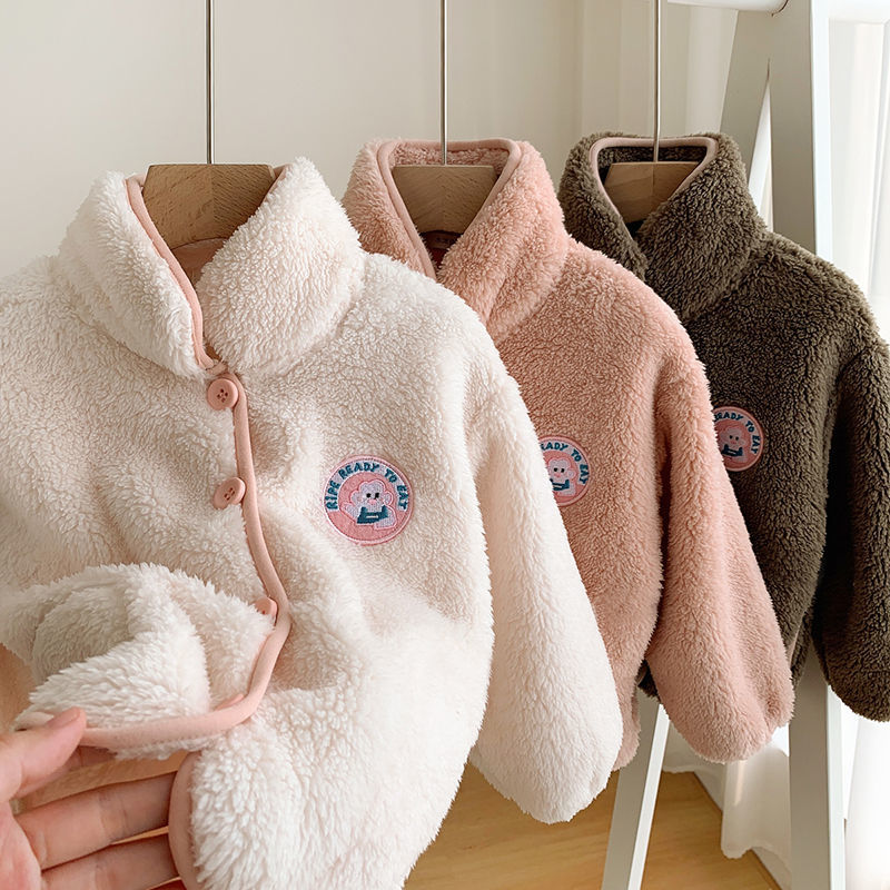 儿童保暖外套男童女童卡通小棉袄系扣开衫秋冬童装衣服洋气