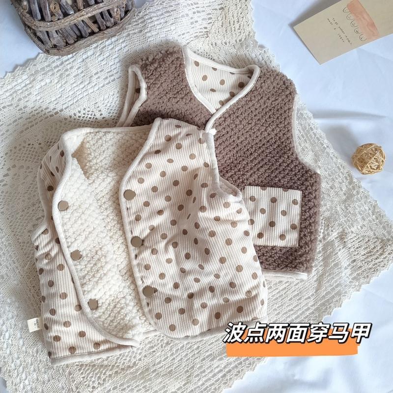 儿童小童可爱圆点马甲宝宝婴儿时尚两面穿加厚背心潮