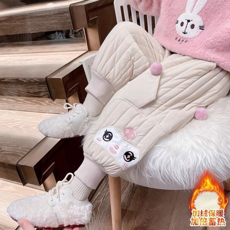 儿童加绒一条过冬裤子小童秋冬加厚棉裤宝宝大童外穿洋气库洛米