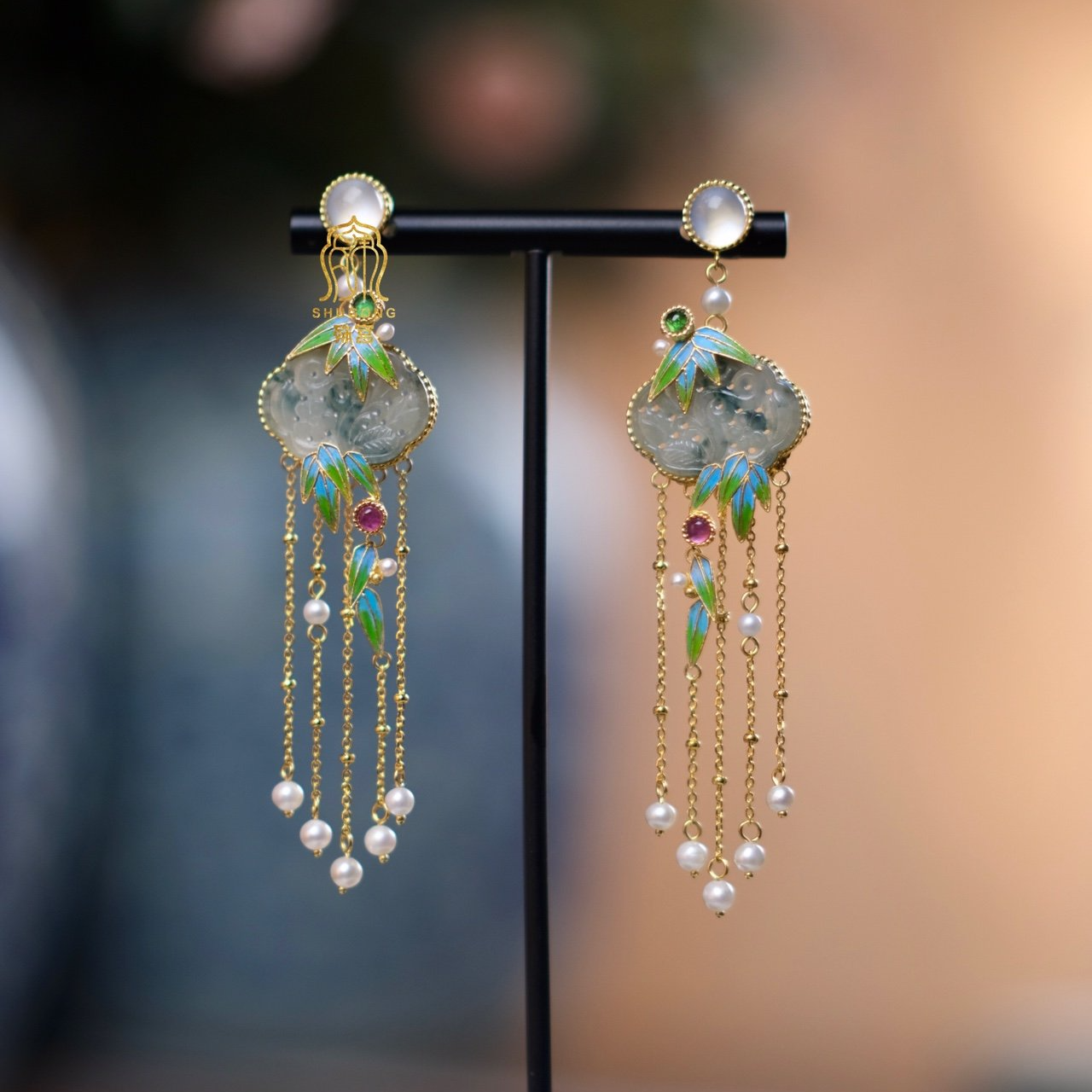 合金羽毛耳饰 殊宫竹叶耳坠