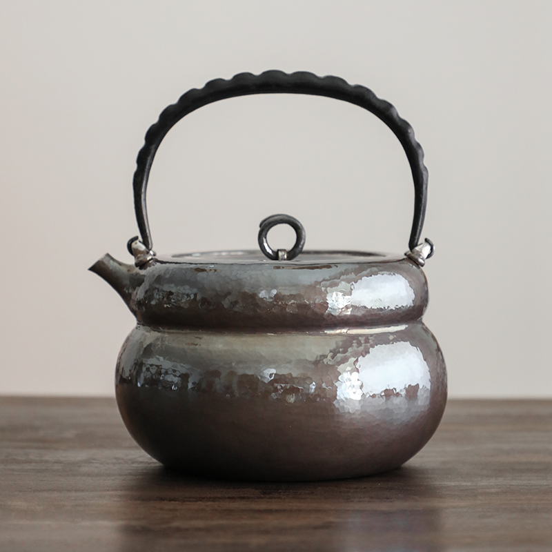 紫皮福禄豆荚烧水壶足银999葫芦全手工一张打精致1200ml