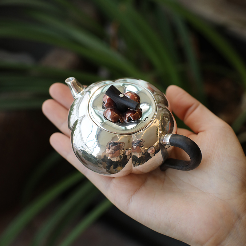 柿柿如意食品级足银999手工小号精致可爱送礼网红高级喝茶银茶壶