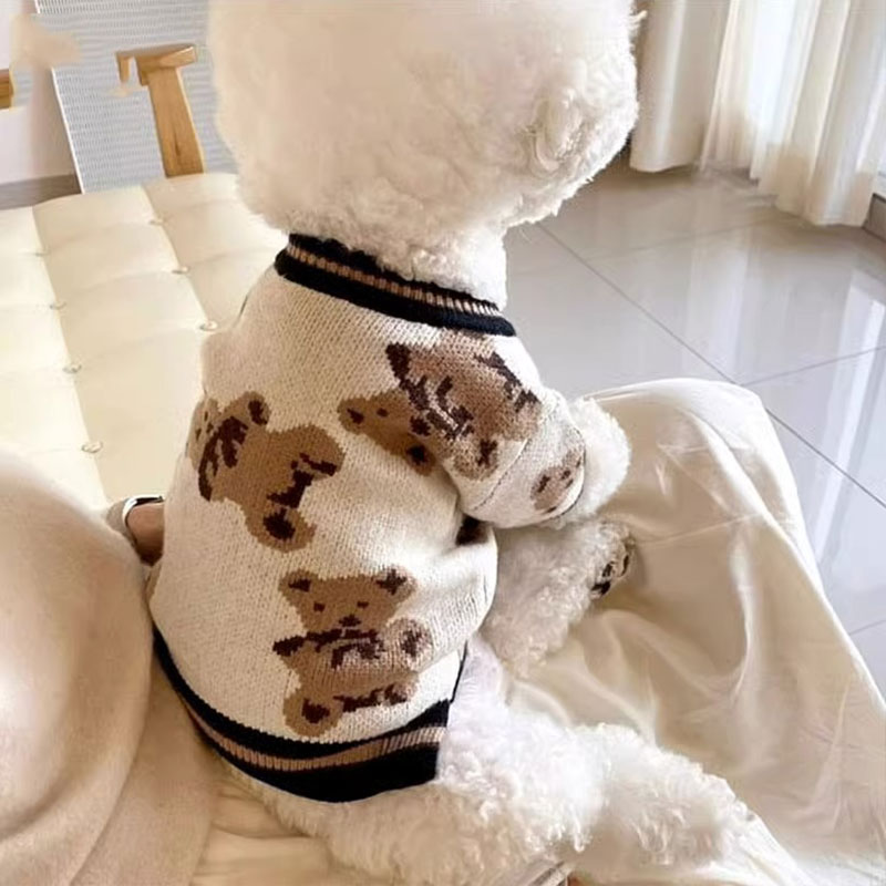 满印小熊小狗狗衣服秋季比熊泰迪雪纳瑞猫咪小型犬宠物毛衣0471