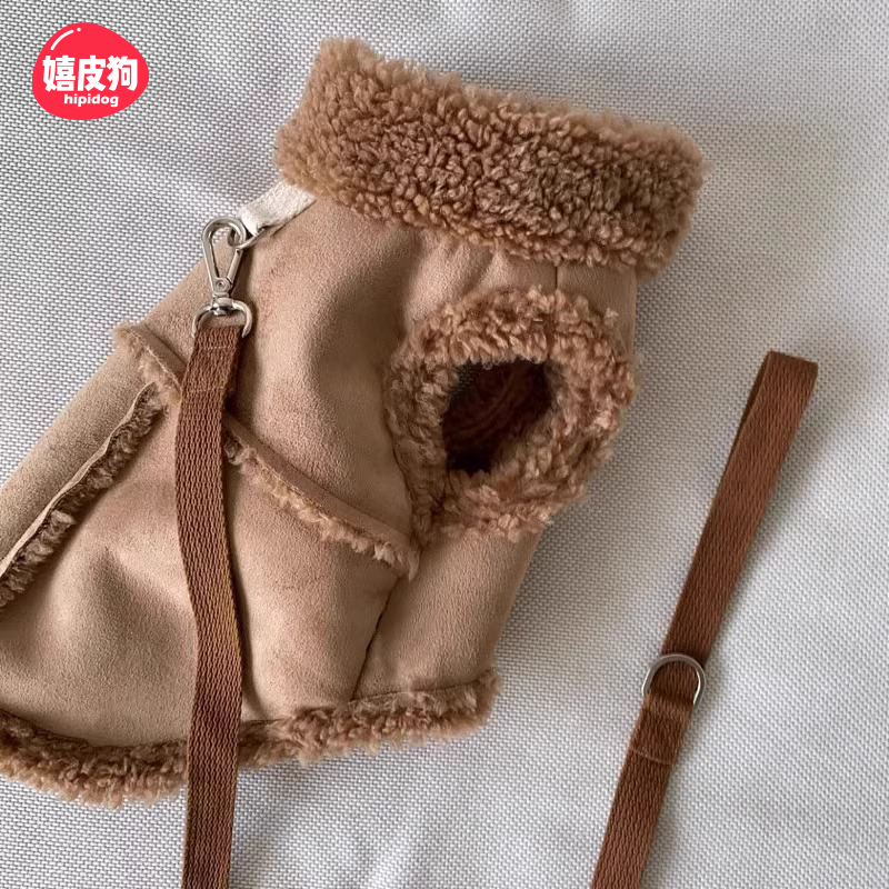 [达人]宠物保暖牵引马甲绒衣泰迪比熊雪纳瑞小型犬狗狗秋冬款8201