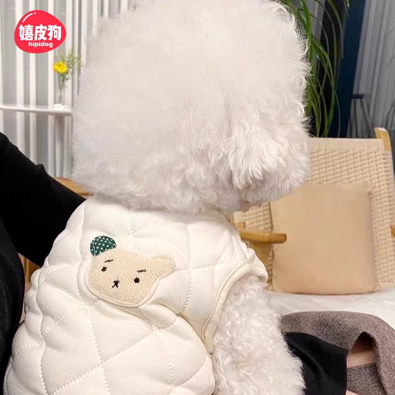 嬉皮狗狗狗衣服秋冬小熊贴布绗棉马甲雪纳瑞小型犬猫咪衣服9012