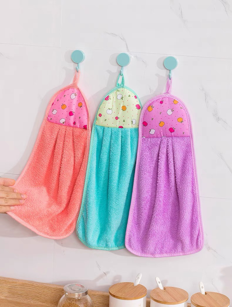 【新疆包邮】珊瑚绒擦手挂巾 卡通擦手布吸水速干家用柔软