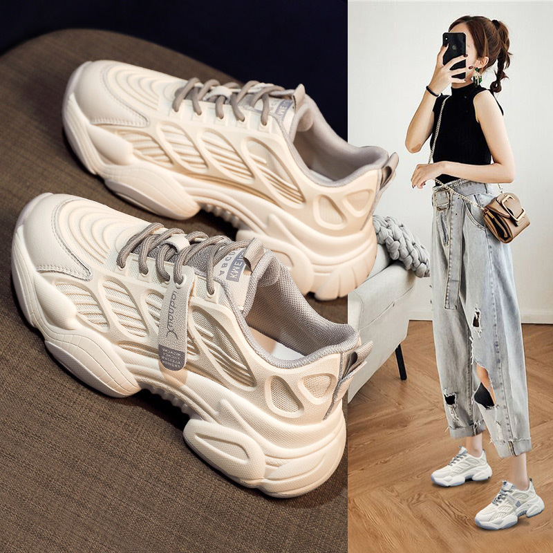 红蜻蜓牌网红老爹女鞋鞋子2023新款秋季百搭单鞋小白休闲运动ins