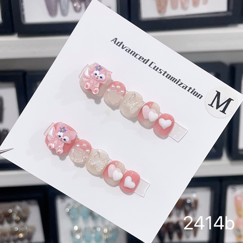 小朋友穿戴甲手工3-12岁小女孩美甲短款穿戴式可爱立体新年25新款