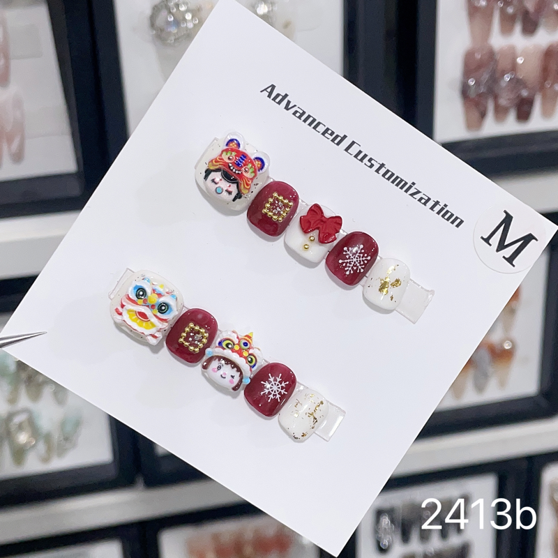 小朋友穿戴甲手工3-12岁小女孩美甲短款穿戴式可爱立体新年26新款