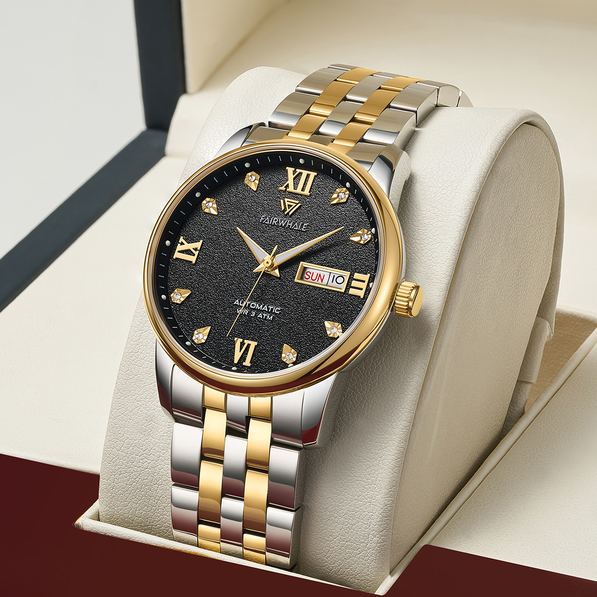 【商务通勤优选】马克华菲男士手表时尚高档双日历全自动机械表6760