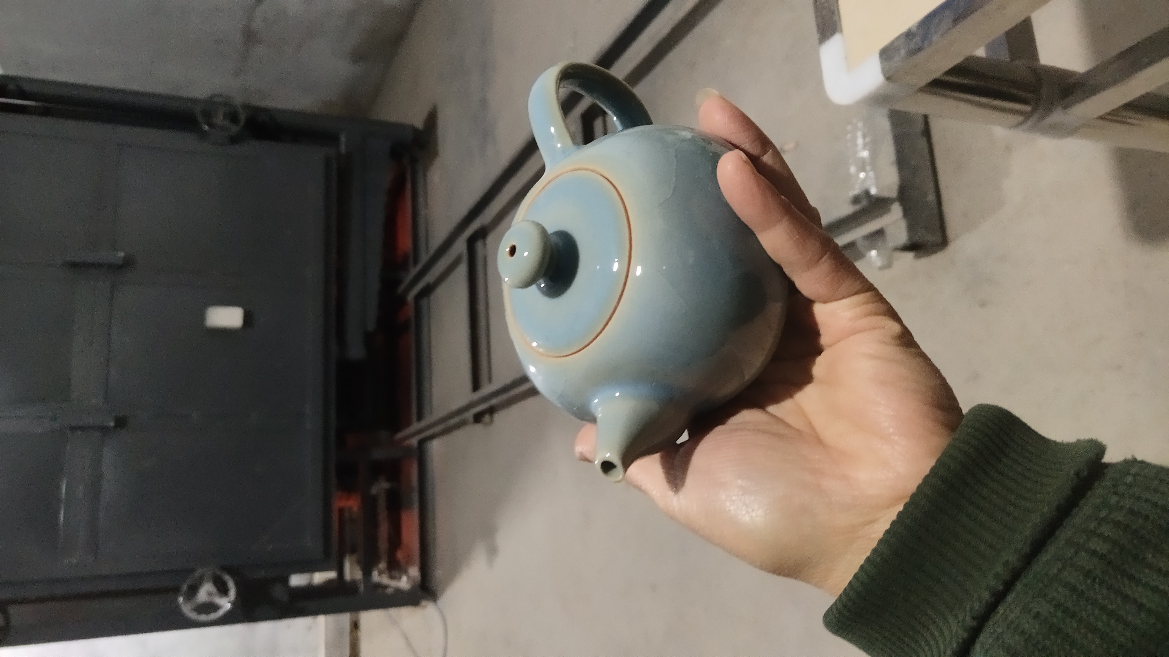 天蓝中原壶，原矿釉，原产地汝瓷