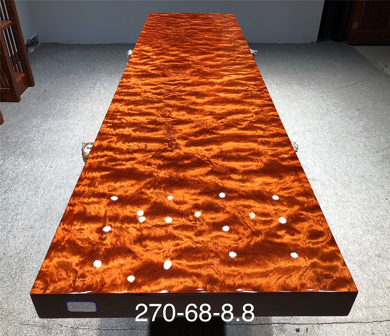 【伯庸严选】270*68*8.8送一对工字支架 巴花实木大板茶桌组装