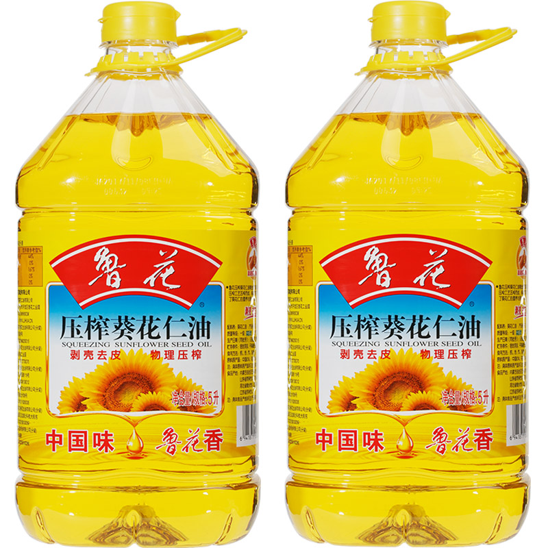 鲁花5L*2优质5S压榨葵花仁油桶葵花籽油家庭装营养烹饪油食用油