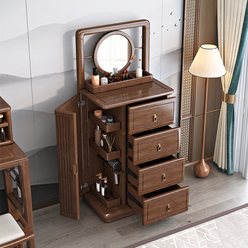 【限量特价】新中式实木斗柜床头柜多功能储物梳妆台抽屉式 M230453