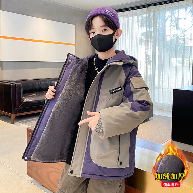 童装男童冬装加绒外套秋冬款2025年款衣服儿童派克服男孩潮酷痞帅