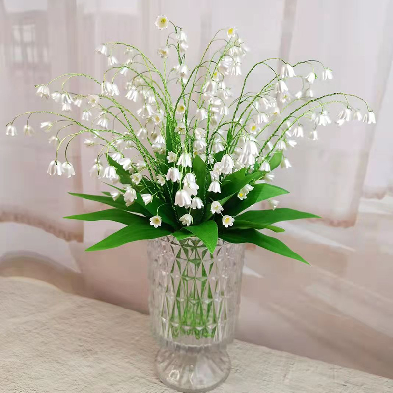 幸福铃兰花材料包DIY手工串珠仿真花束装饰品摆件（非成品）