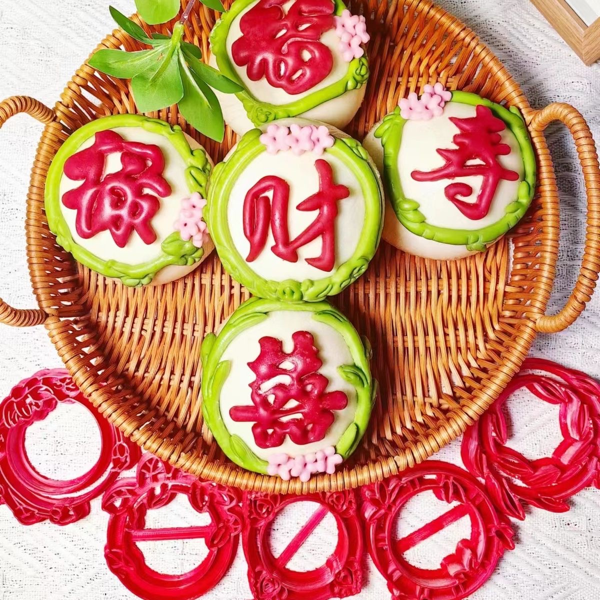 绿叶花环模具花样造型DIY工具立体花环竹子莲花朵花环磨具