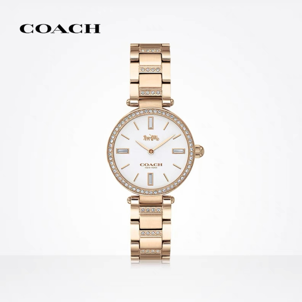 COACH/蔻驰PARK系列钢带人造水晶镶嵌表盘轻奢女款石英表