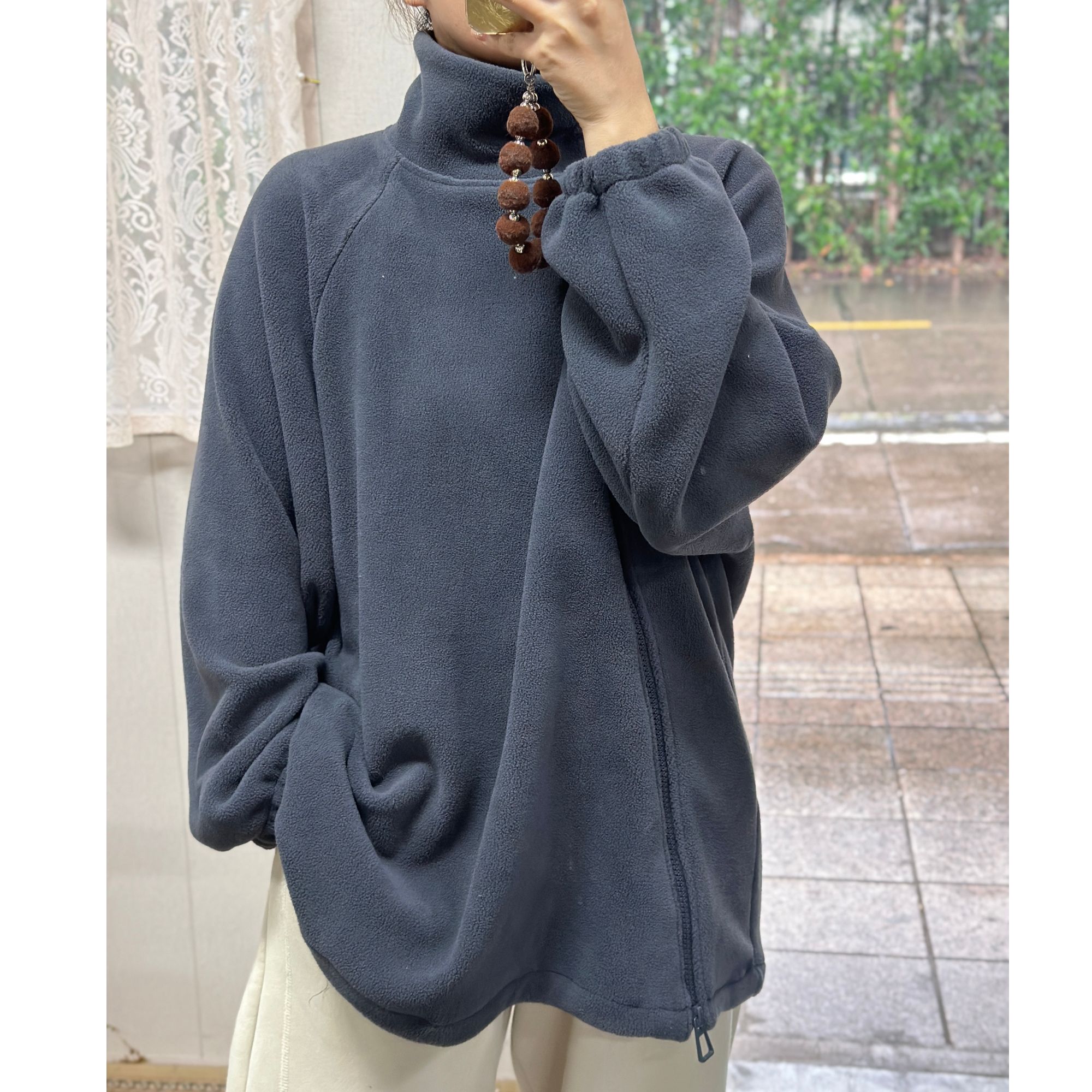 ZR149  秋冬斜拉链宽松大版百搭毛绒卫衣