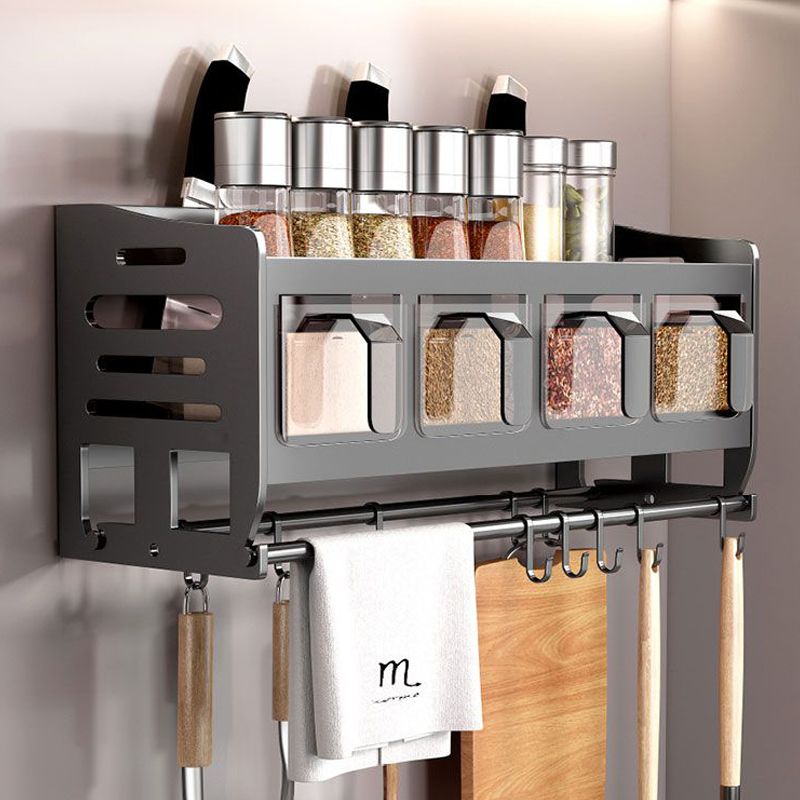 多功能厨房调料架壁挂式调味品置物架一体筷筒刀架挂钩独立调料盒