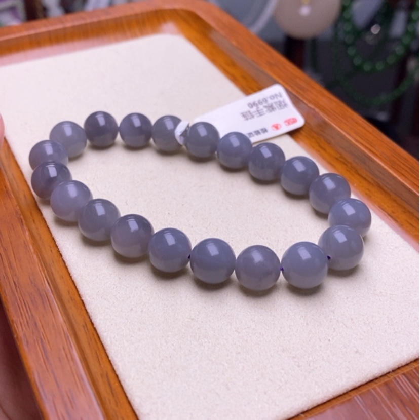 【闪购商品】和田玉浓烟紫手链9.6m未镶嵌燕