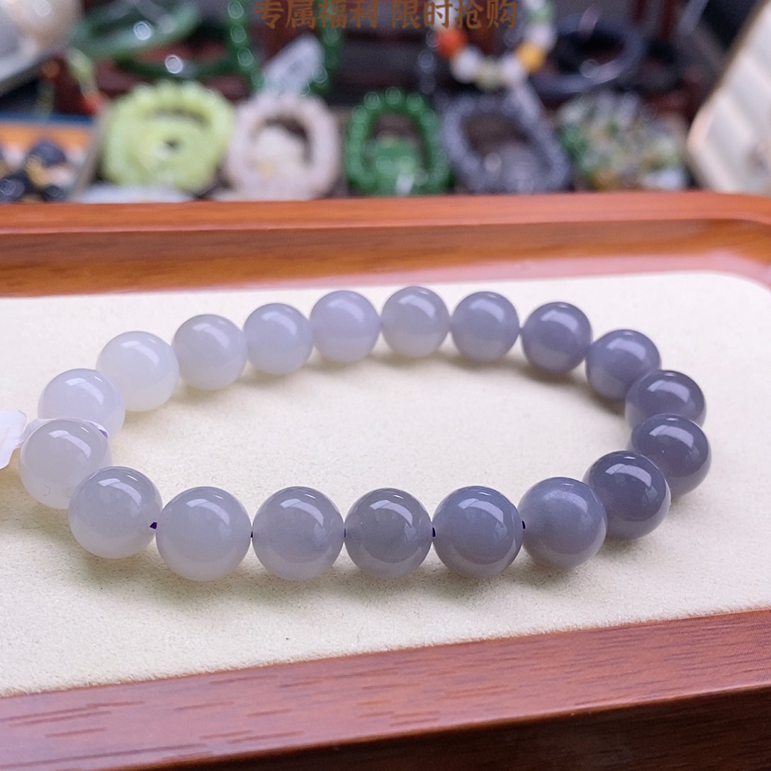 和田玉双11大促渐变烟紫10mm手串未镶嵌
