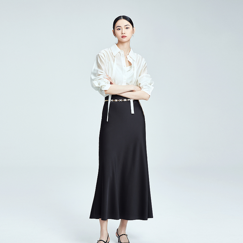 【李老板专属】静奢老钱风气质时尚显瘦缎面鱼尾半裙-MJFC01WSK222B