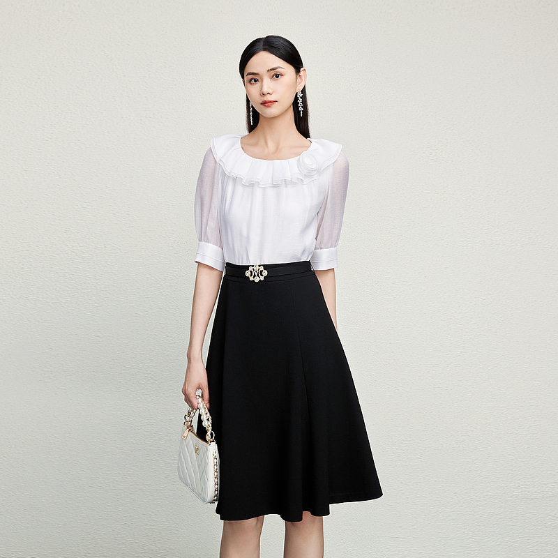 2024新款韩国绵羊毛轻奢太阳蓬蓬裙百搭休闲短裙-MJFC02WSK725B11