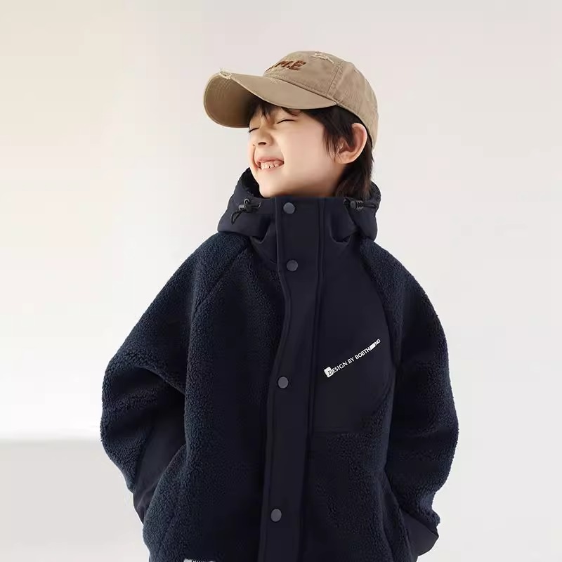 童装男童外套羊羔绒中长款冬装儿童加厚棉衣2025韩版上衣毛毛衣