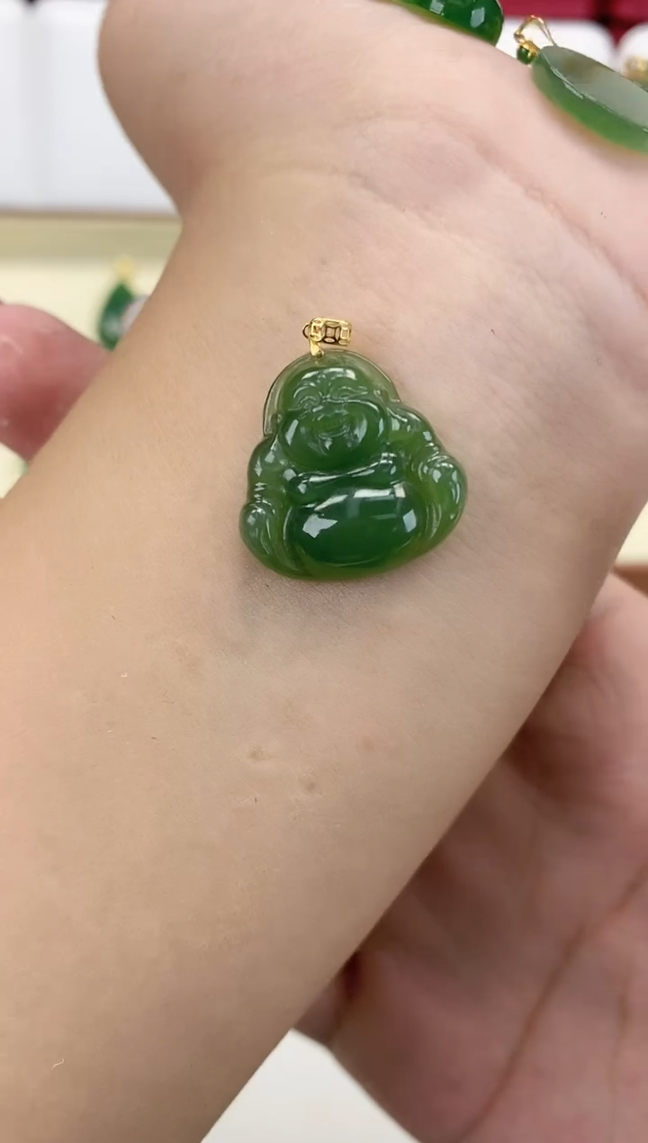 【闪购商品】和田玉吊坠(赠链)18K金镶嵌佛公