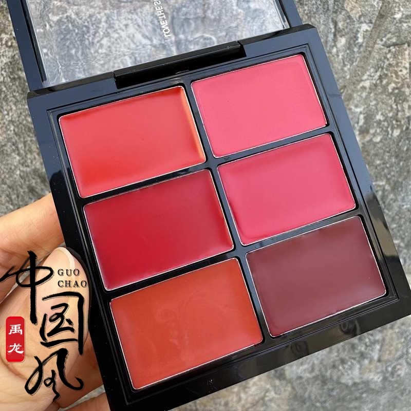戏曲化妆用品口红盘化妆师专用唇釉舞台妆多色哑光影六色九色唇膏