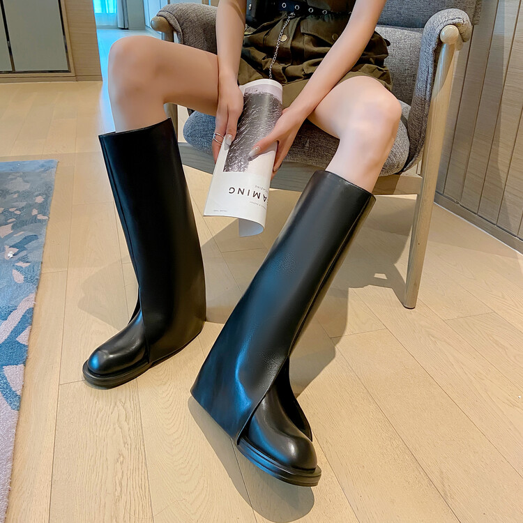 ORIGINAL2025年秋季厚底超轻显瘦高筒裤秋冬筒靴真皮长筒靴子长靴
