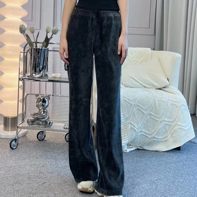 {专柜}商场高腰宽松雪尼尔灯芯绒抽绳休闲直筒阔腿长裤女1100280