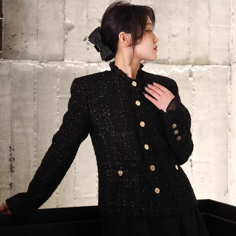 {专柜}正品商场新款秋冬精致细闪千金风单排扣气质外套女5400847