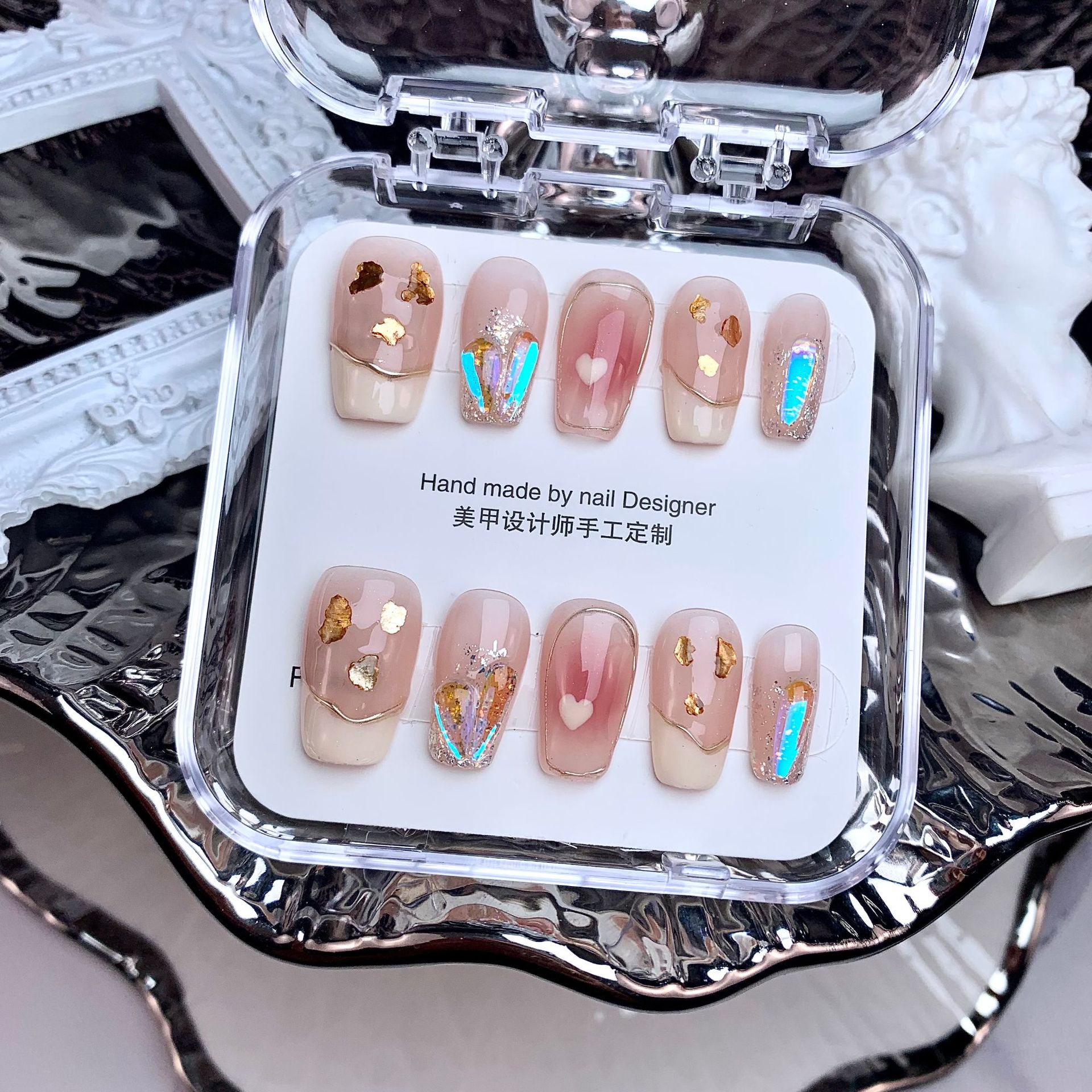 Y47-【】手工穿戴甲可拆卸指甲夏季手工成品美甲显白假指甲贴