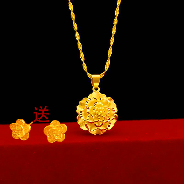 溯源好物 不掉色项链牡丹花吊装项链 送轻奢花花耳钉